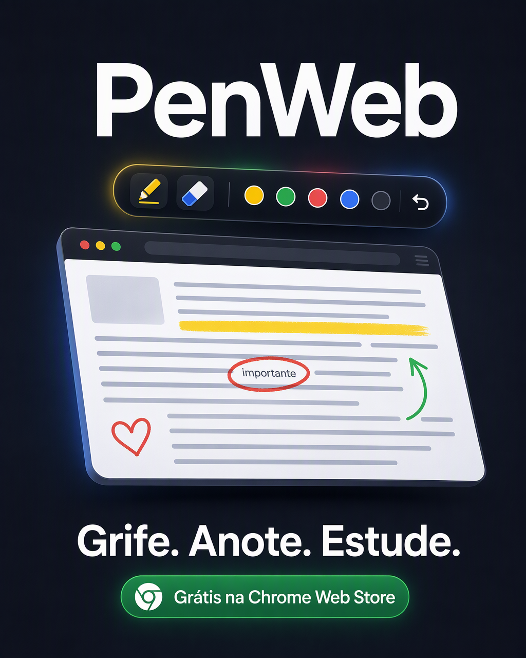 Cartaz do PenWeb mostrando a ferramenta de desenho sobre uma página web